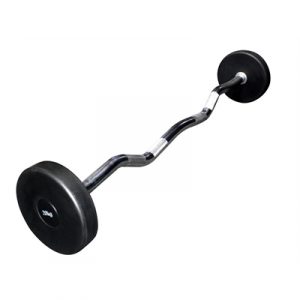 Fitness Mania - Commercial Fixed Rubber EZ Curl Barbell 40kg