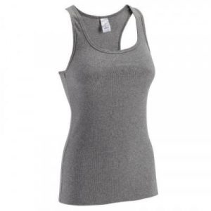 Fitness Mania - 500 Women's Gym Stretching Tank Top - Heathered Grey