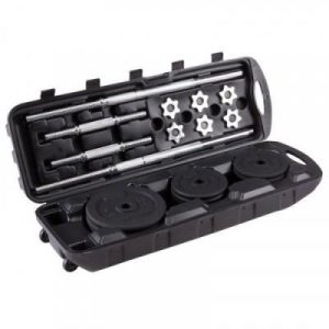 Fitness Mania - Weight Set 50KG - Barbell and 2 Dumbbell Handles In Rolling Case