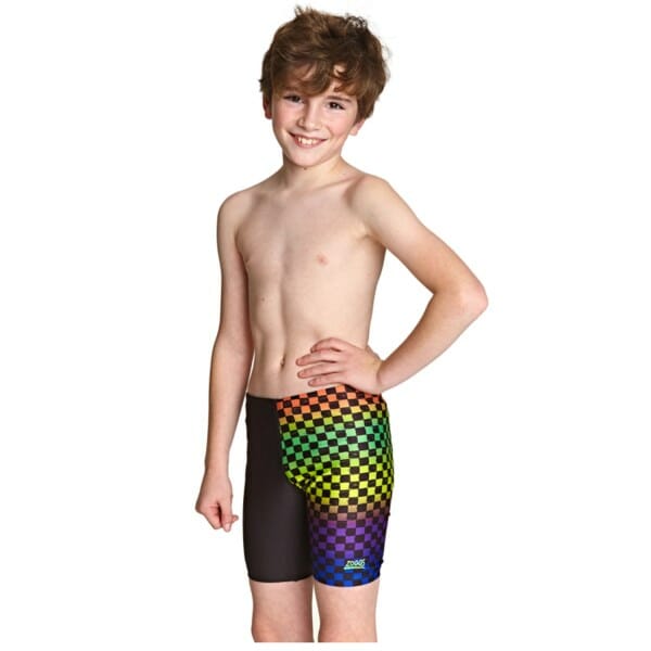 Fitness Mania – Zoggs Race Day Kids Boys Swimming Mid Jammer – Black/Multi