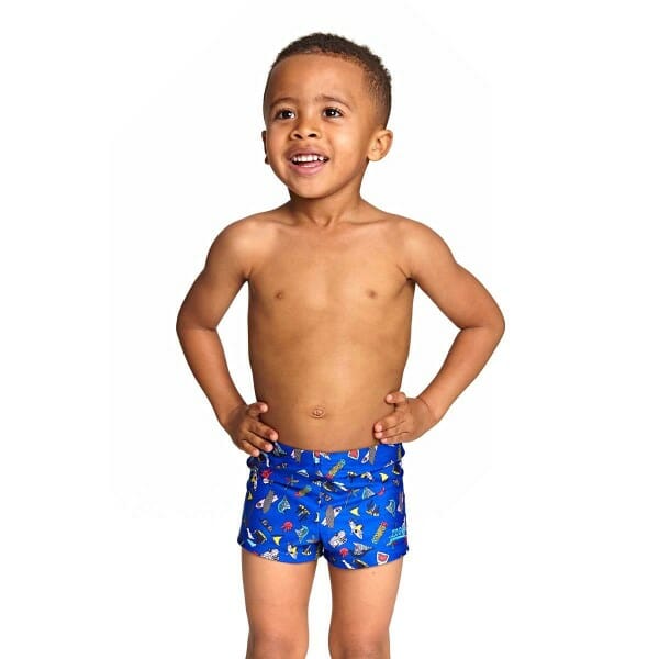 Fitness Mania – Zoggs Surfs Up Toddler Boys Hip Racer Swimming Trunk – Blue Multi