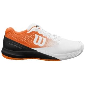 Fitness Mania - Wilson Rush Pro 3.0 CC Paris Edition Mens Tennis Shoes - White/Shocking Orange/Black