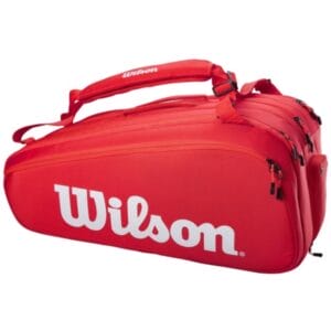 Fitness Mania - Wilson Super Tour 15 Pack Tennis Racquet Bag - Red/White